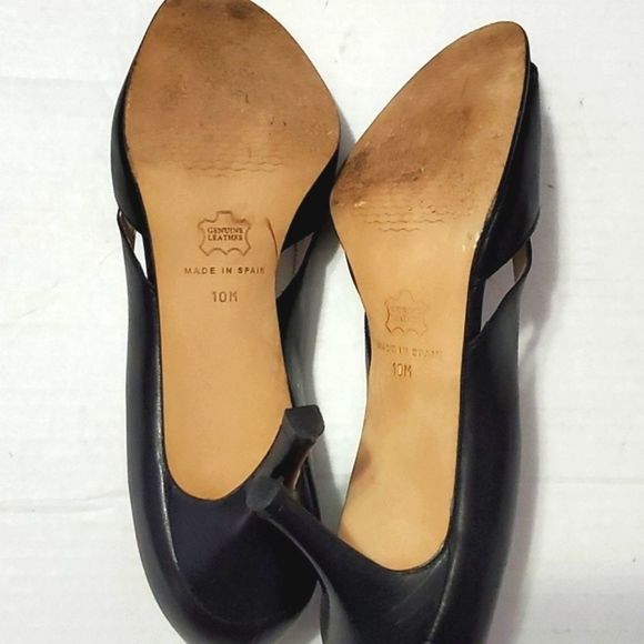 Talbots Leather Black Open-toe Classic Career Modest Heels - Picture 7 of 10